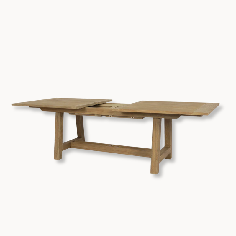 Outdoor Coastal Teak Dining Table with Leaf Extension
