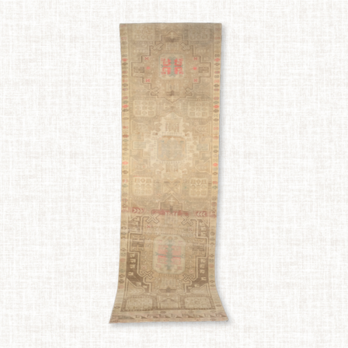 Vintage Moroccan Runner - Beige & Pink