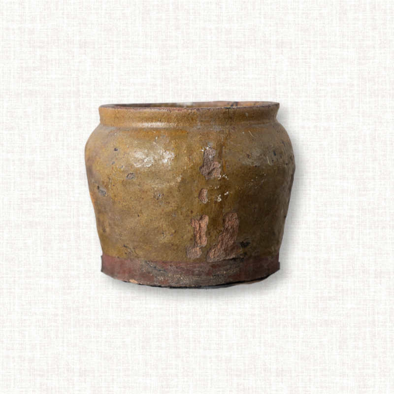 Decorative Mustard Glazed Pot