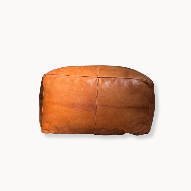 Leather Square Pouf Ottoman