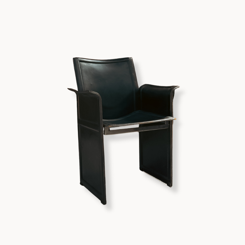 Matteo Grassi Black Leather Armchair (Set of 2)