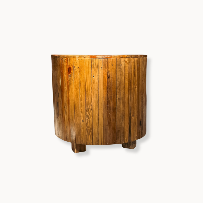 Reclaimed Pine Slatted Round Side Table