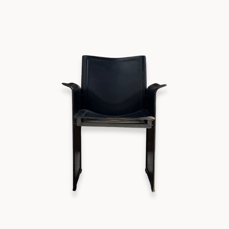 Matteo Grassi Black Leather Armchair (Set of 2)