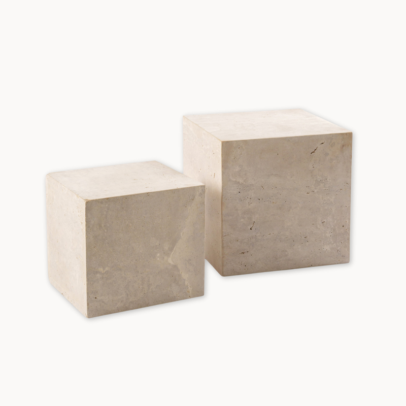 Cube Travertine Side Table