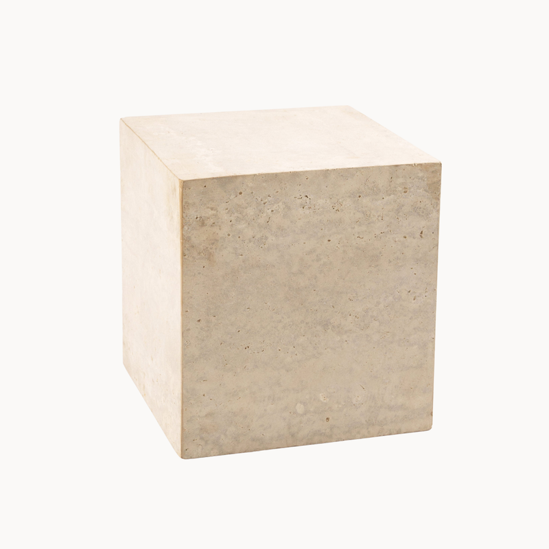 Cube Travertine Side Table