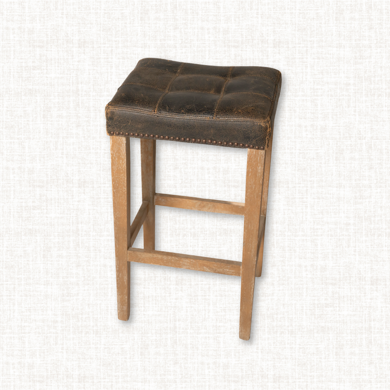 Tennessee Low Counter Leather Vintage Stool