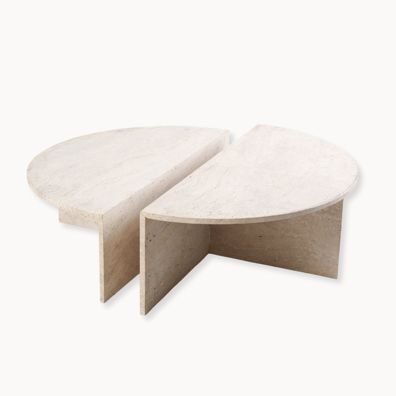 Half Moon Travertine Coffee Table