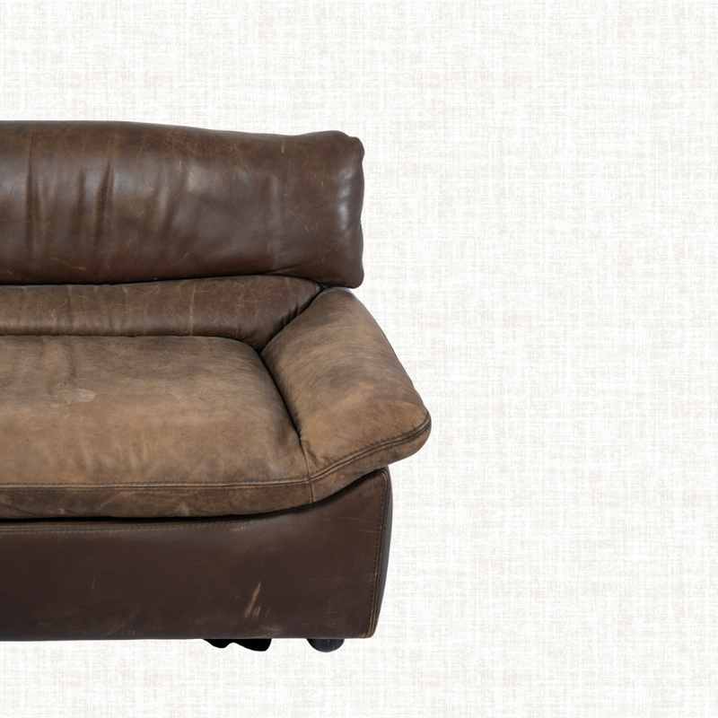 Vintage Dark Leather Sofa
