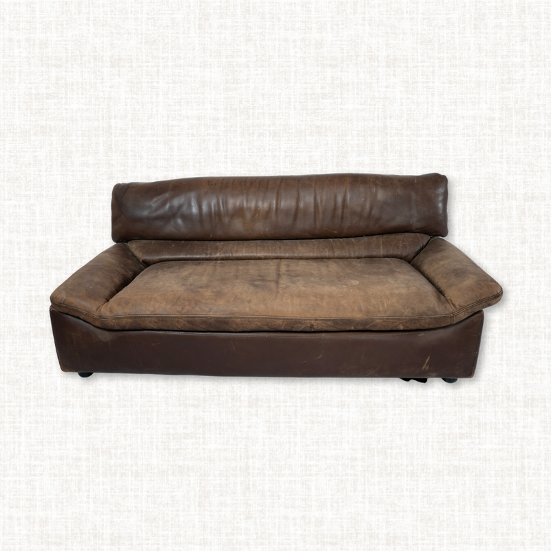 Vintage Dark Leather Sofa