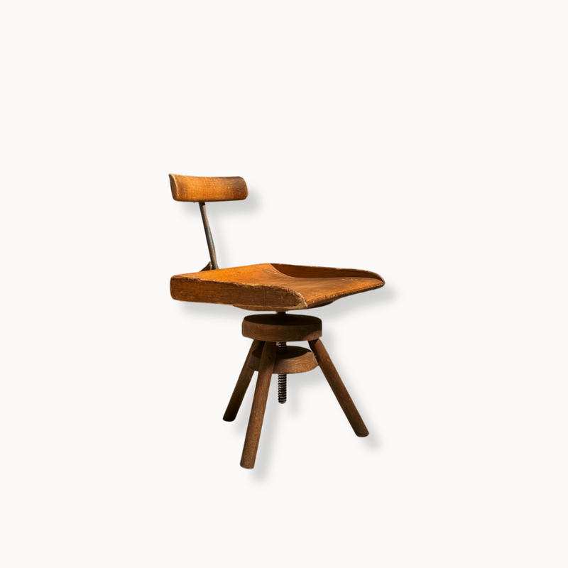 Vintage Wooden Swivel Chair