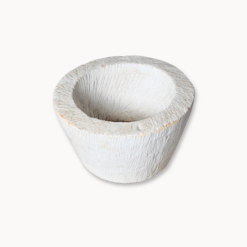 White Stone Bowl Planter