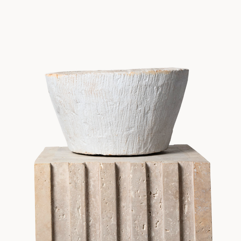 White Stone Bowl Planter