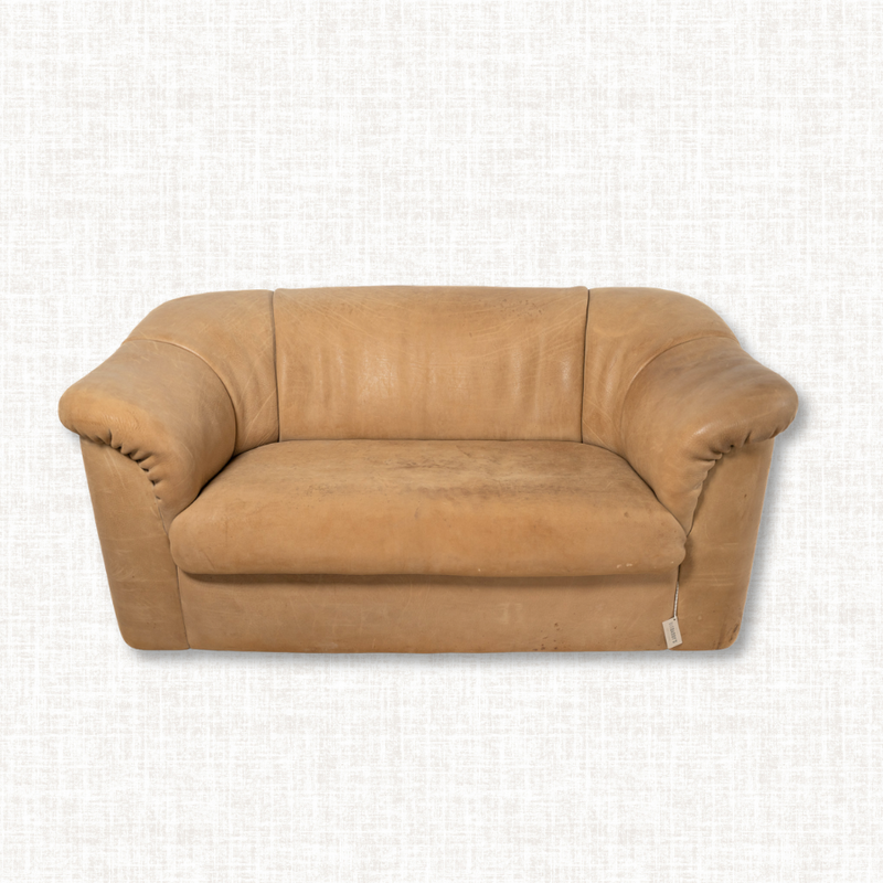 Vintage 1970's de Sede Bull Neck Leather Sofa