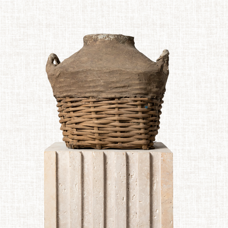 Vintage Rice Wine Rattan Vessel