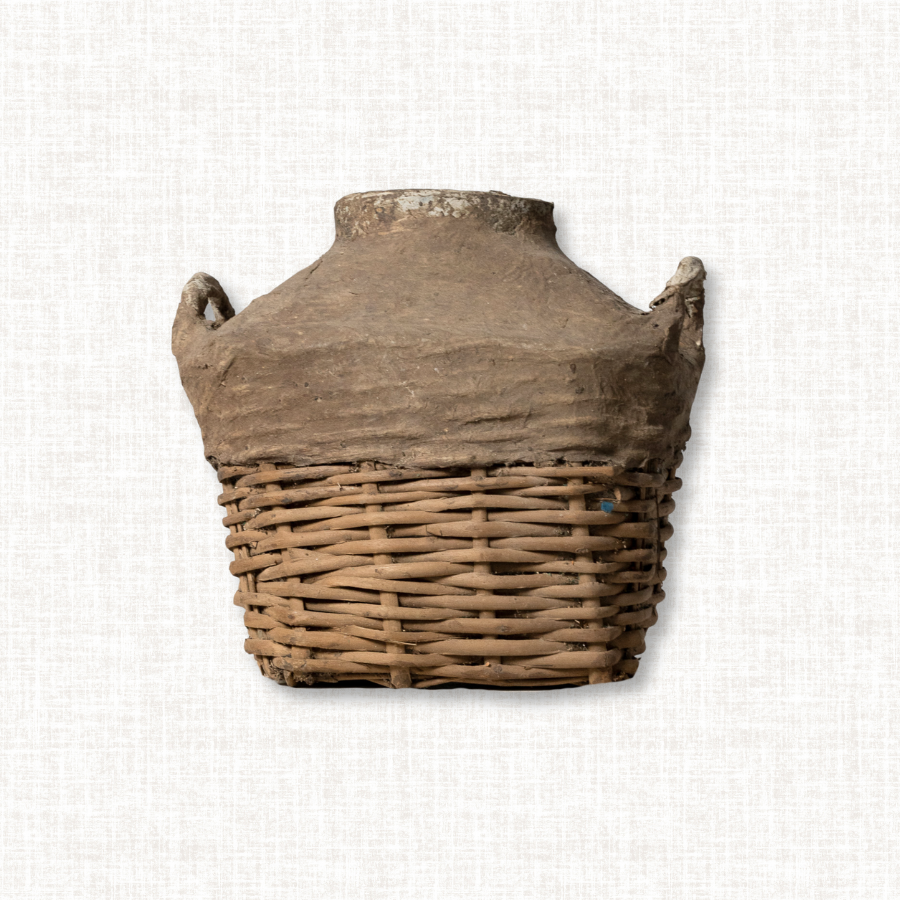 Vintage Rice Wine Rattan Vessel