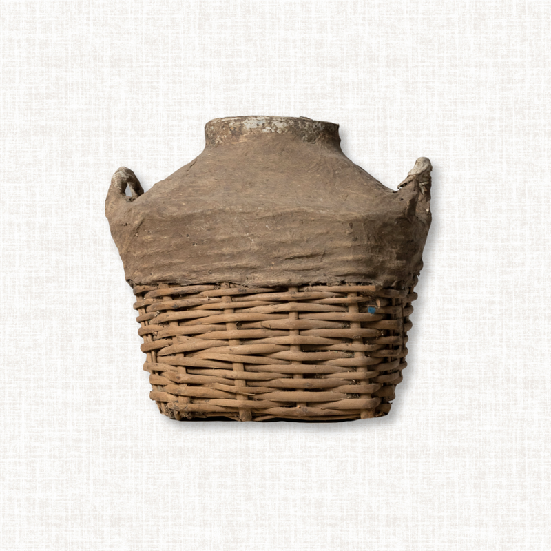 Vintage Rice Wine Rattan Vessel