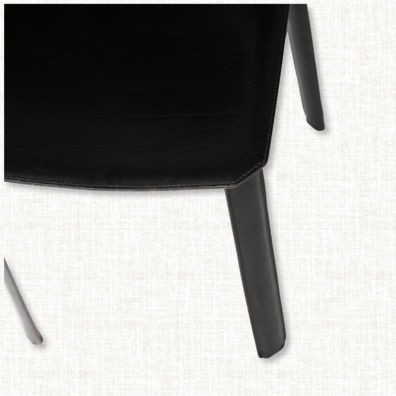 CAB 412 Black Leather Dining Chair by Mario Bellini for Cassina (Set of 6)