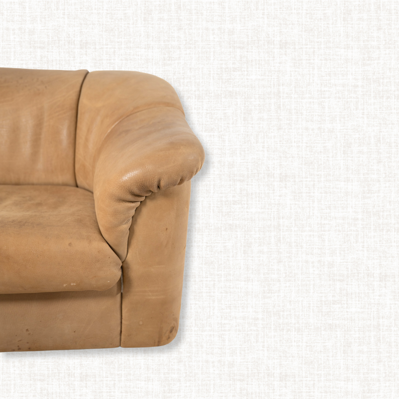 Vintage 1970's de Sede Bull Neck Leather Sofa