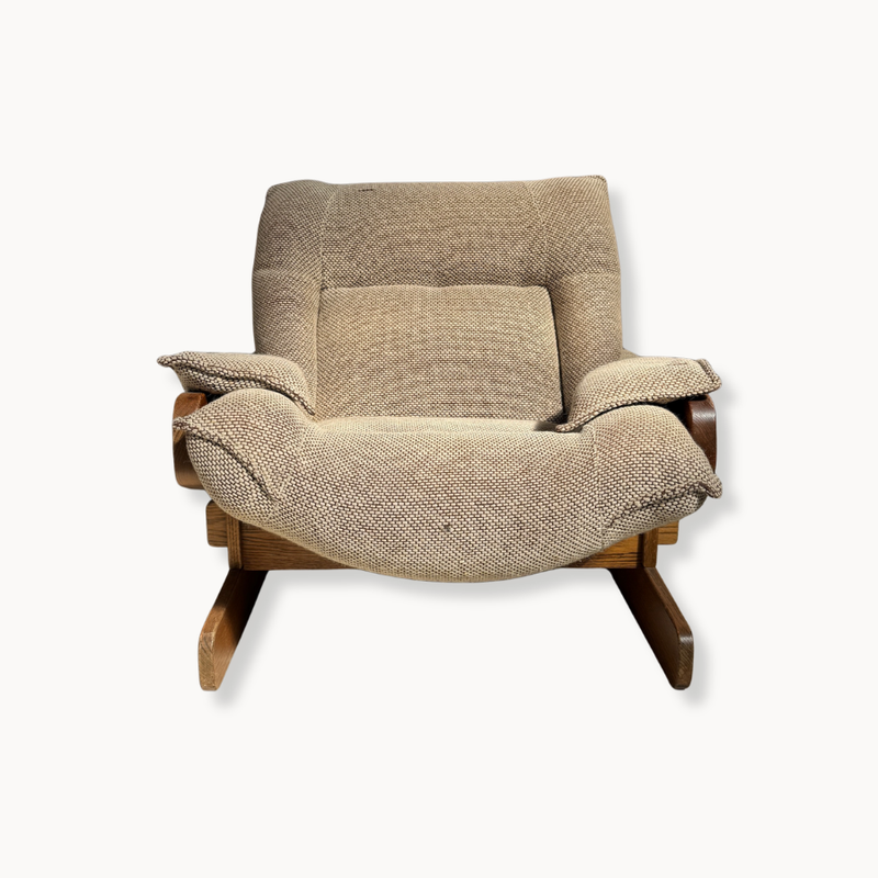 Vintage German Upholstered Lounge Chair & Sofa Set