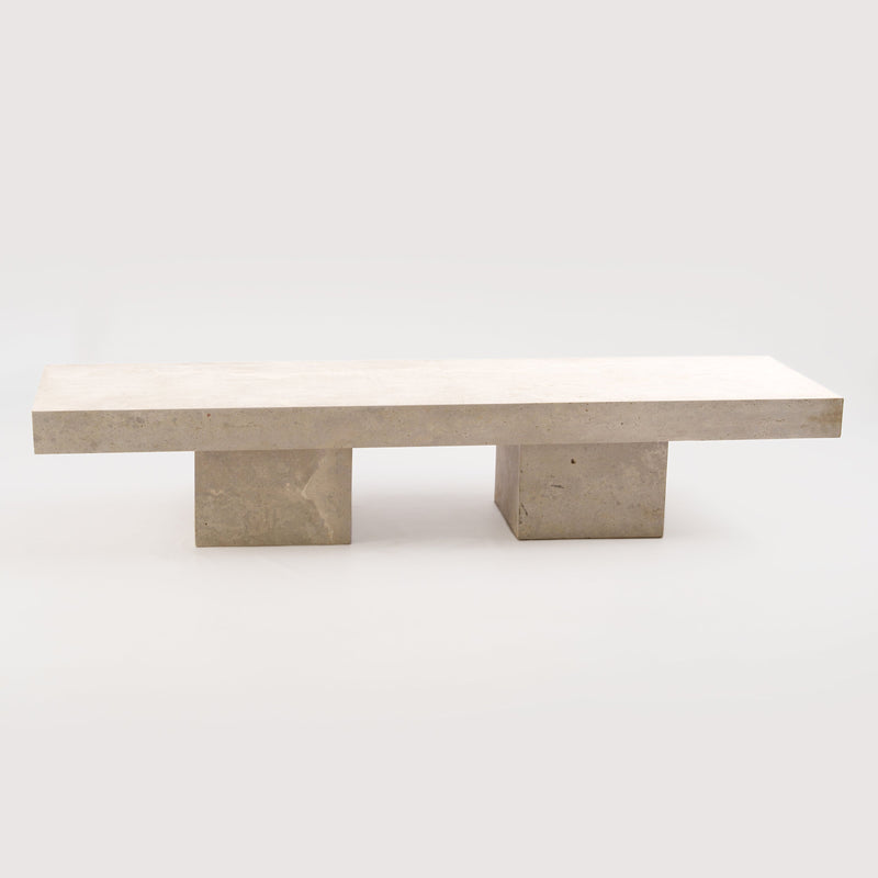 Rectangular Travertine Coffee Table Cube Base