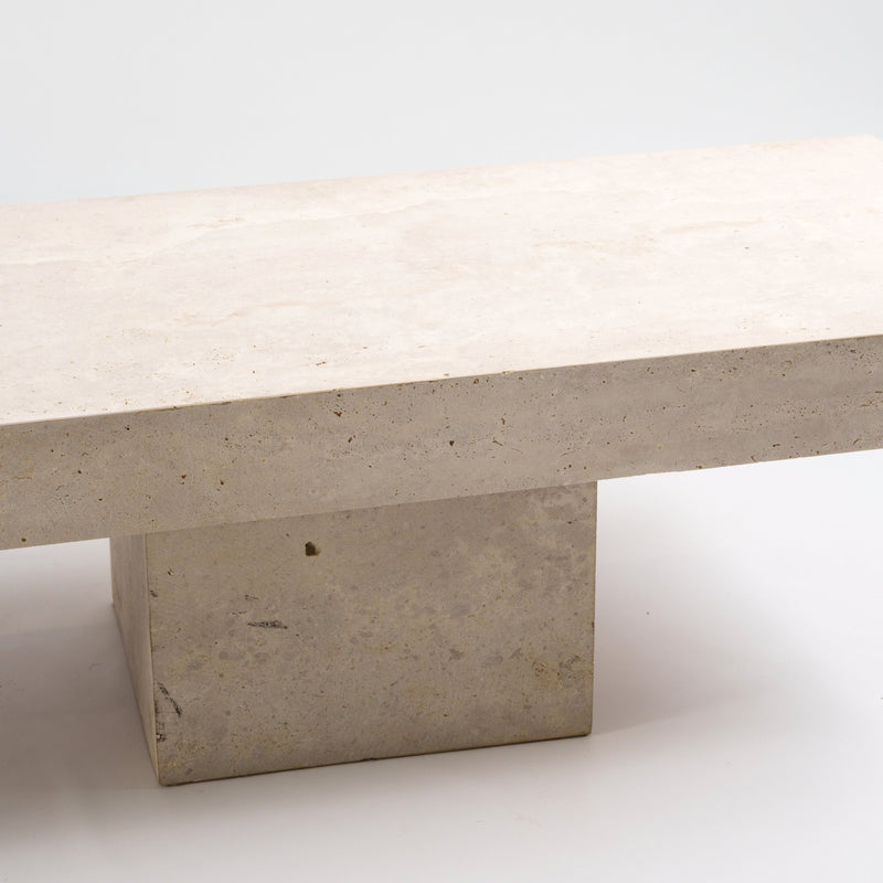 Rectangular Travertine Coffee Table Cube Base