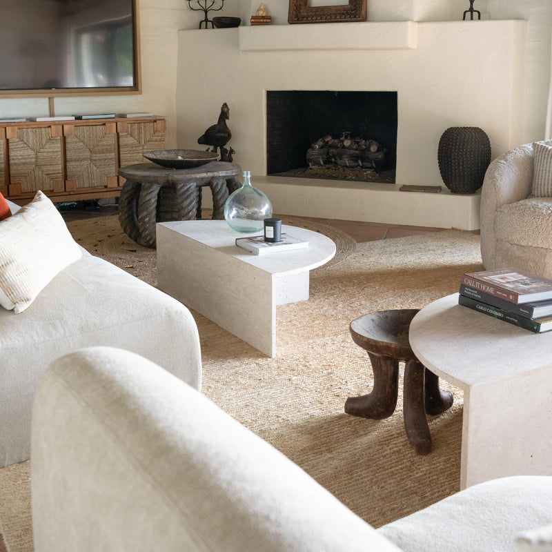 Half Moon Travertine Coffee Table