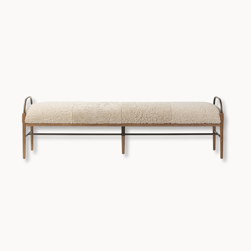 Lova Accent Bench - Amber Ash Brushed Brass