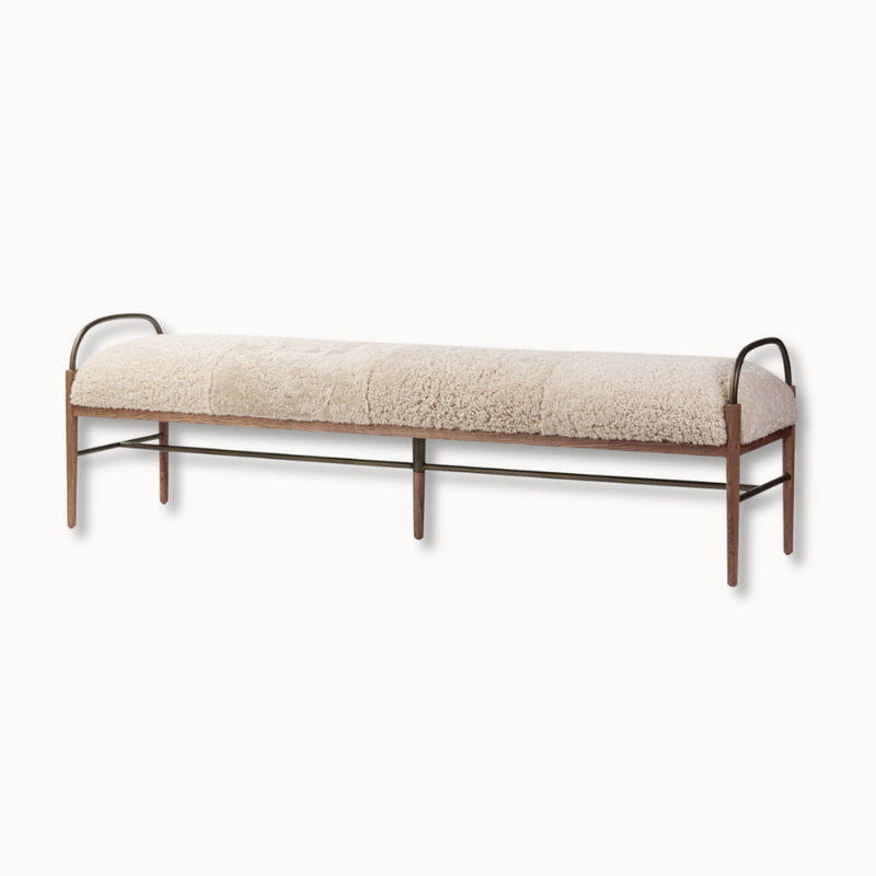 Lova Accent Bench - Amber Ash Brushed Brass