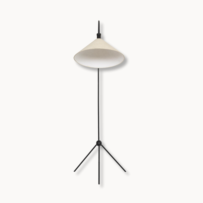 Cordate Floor Lamp - Matte Black Flax Linen