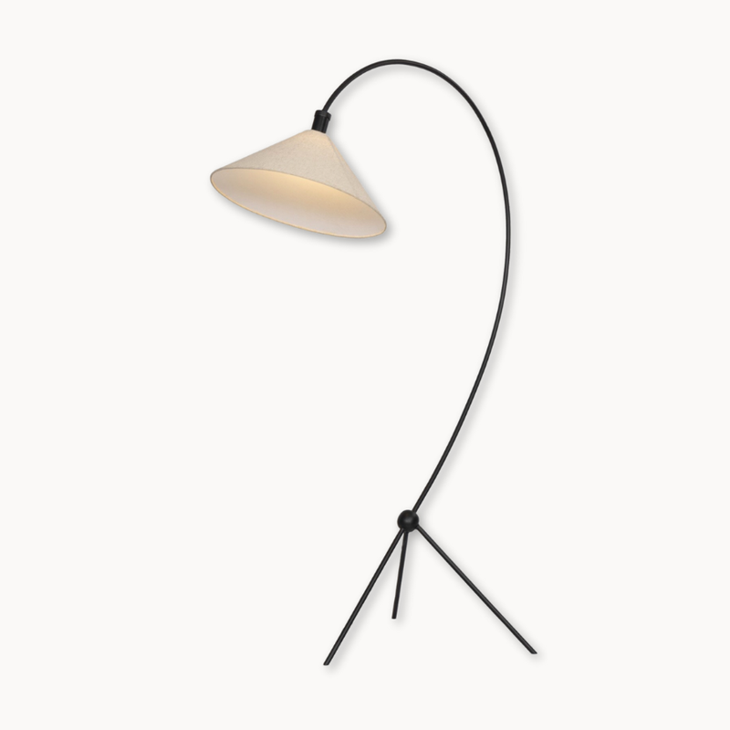 Cordate Floor Lamp - Matte Black Flax Linen