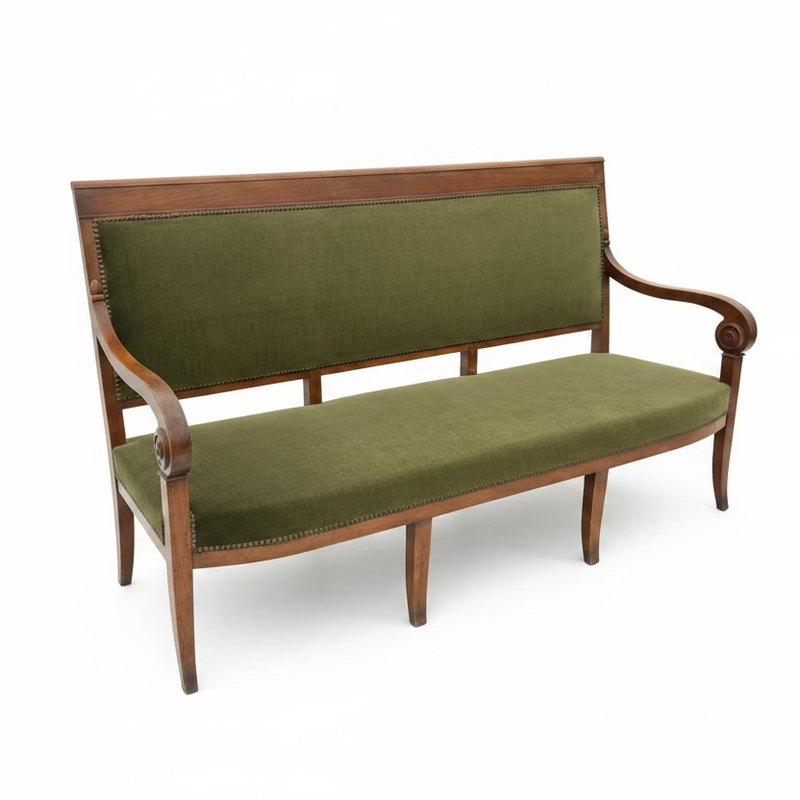 19th Century French Empire Sofa - Green Suede