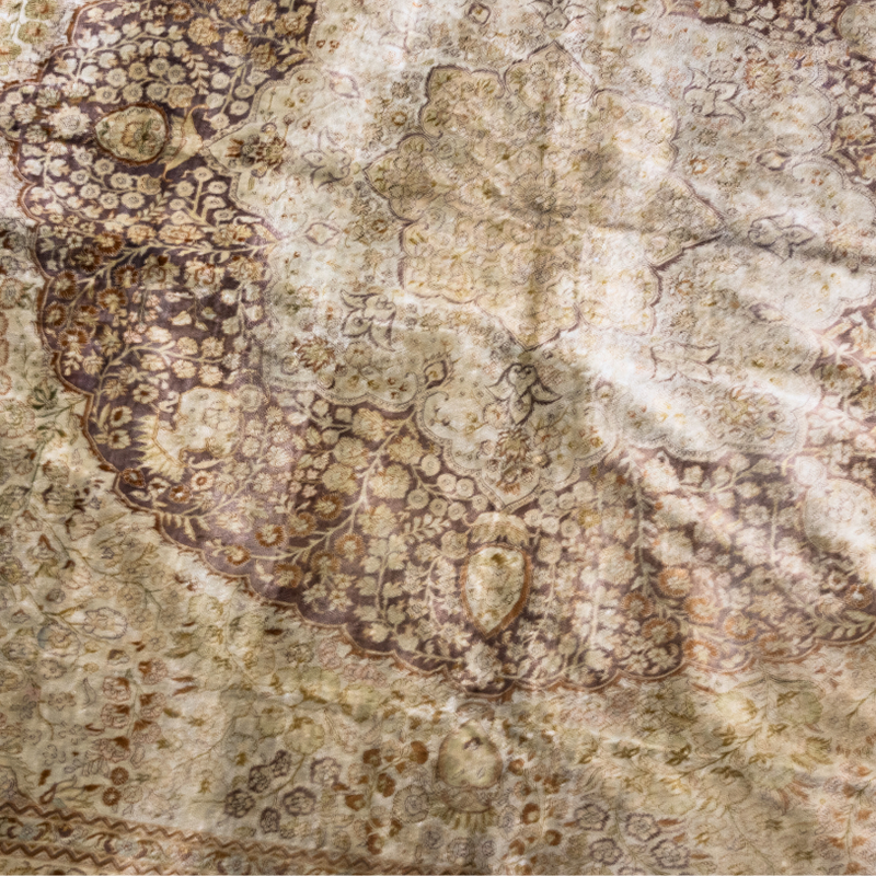 Vintage Anatolian Oushak Silk Cashmere Rug — Beige with Medallion