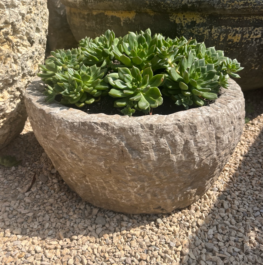 XXL Carved Stone Bowl (DIM 17.5"W x 9"H)