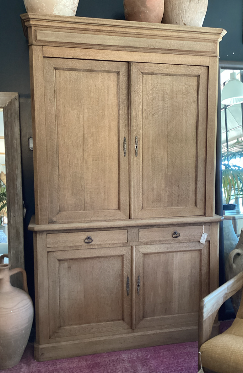 Antique French Oak Cabinet w/Keys (DIM: 19"D x 54.5"L x 87.5"H)