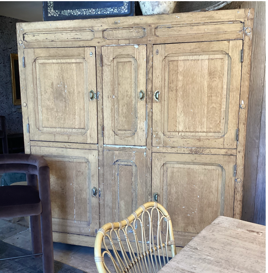 Antique French Oak Wine Cupboard (DIM: 20"D x 71"L x 77"H)