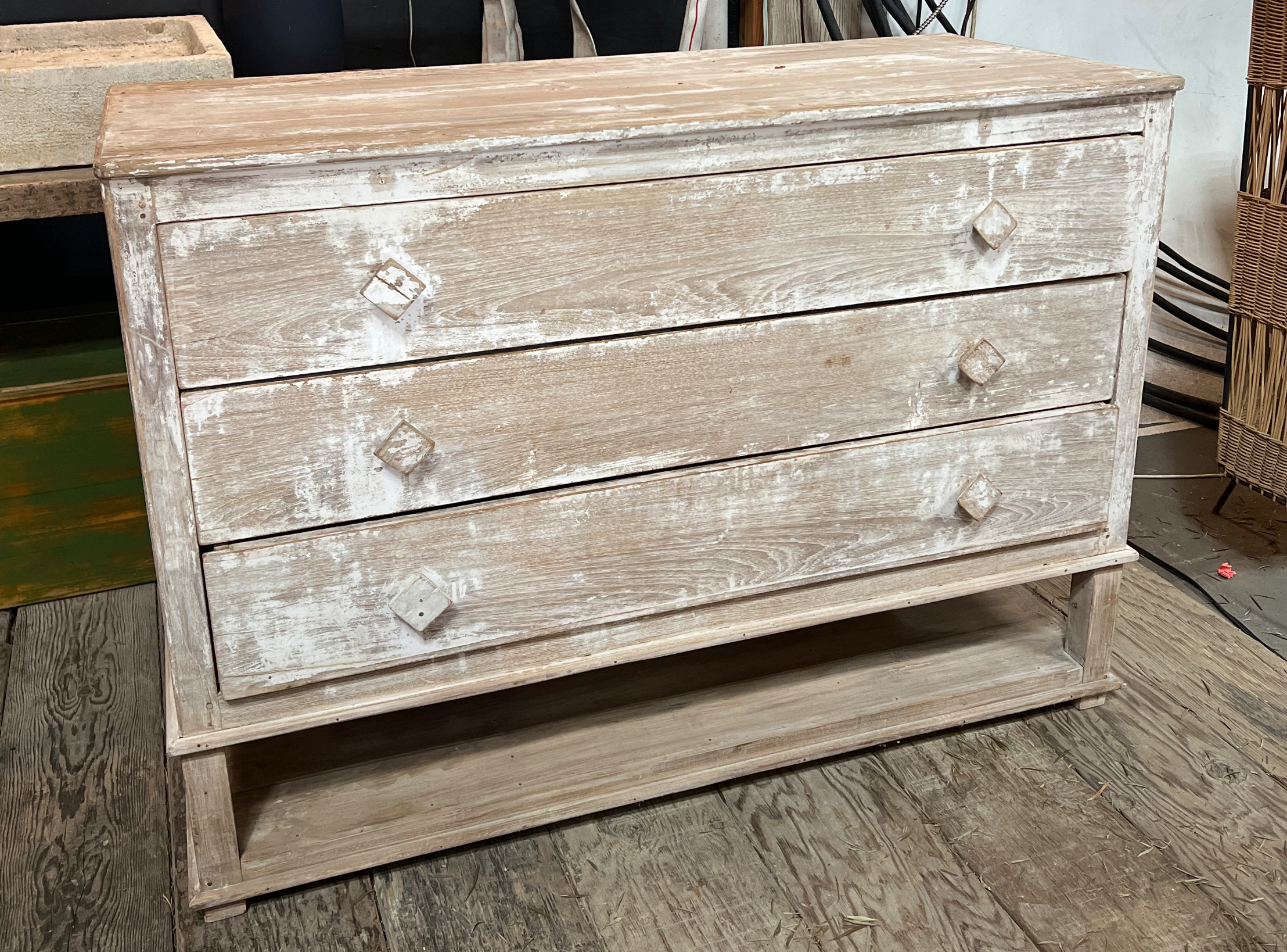 3 Drawer Wooden Dresser (DIM: 23”W x 51.5”L x 37”H)