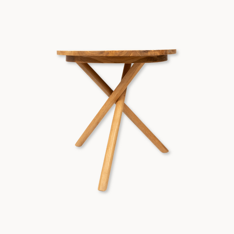 Natural Teak Cross Leg Side Table