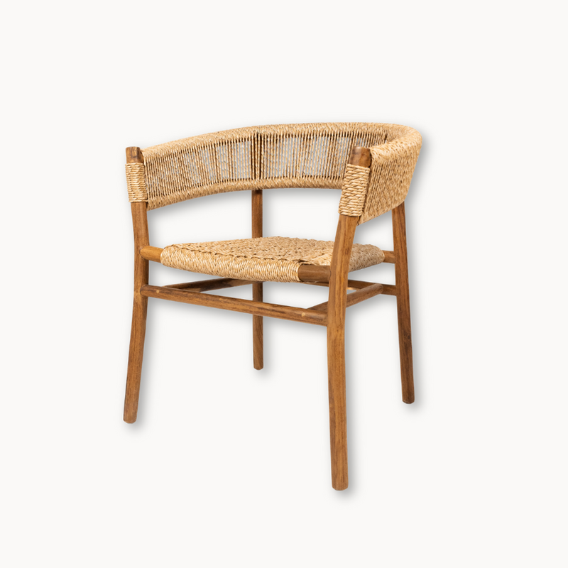 Natural Woven Teak Outdoor Dining Armchair
