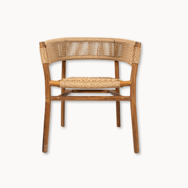 Natural Woven Teak Outdoor Dining Armchair