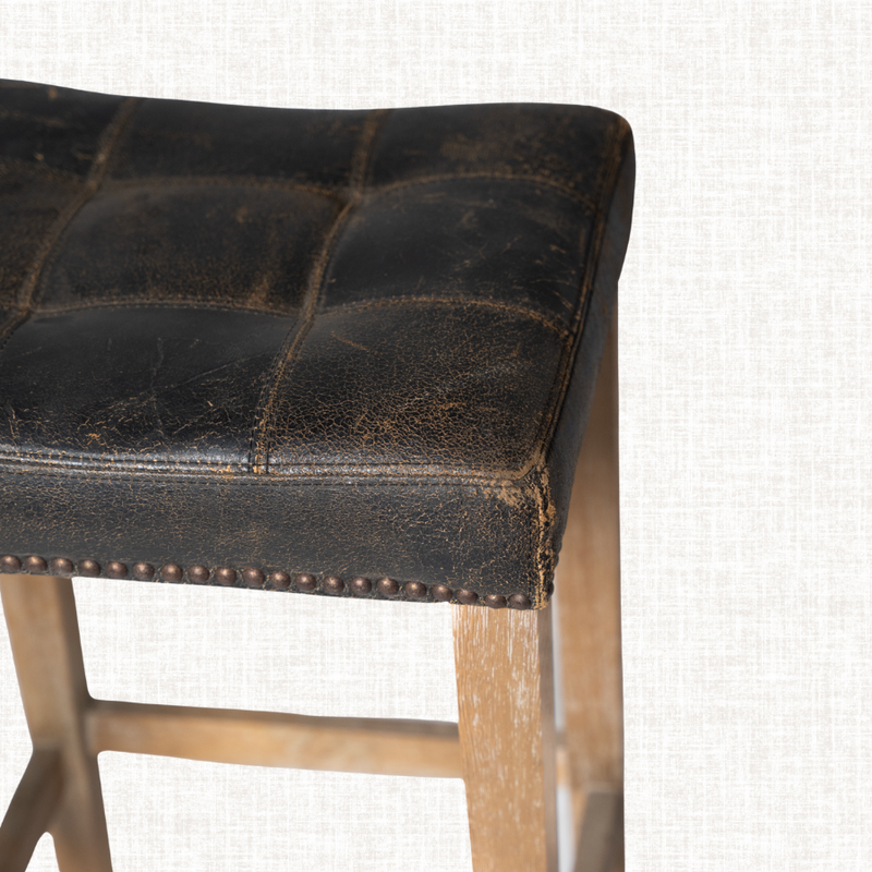 Tennessee Low Counter Leather Vintage Stool