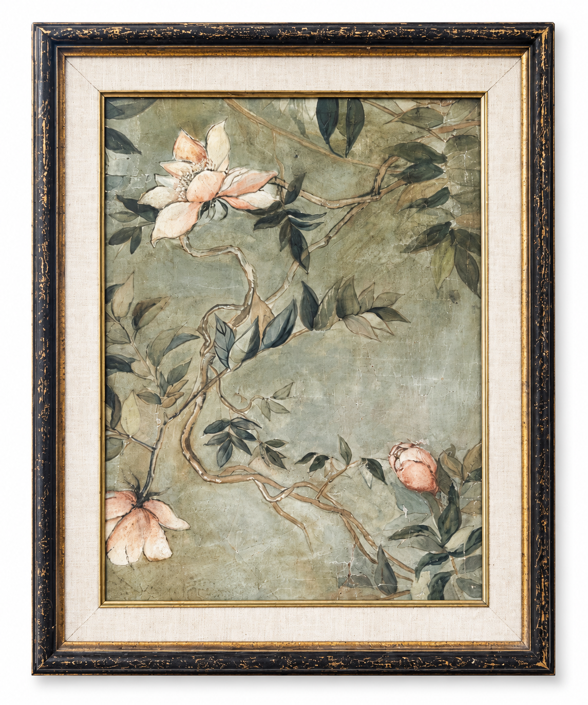 (25" x 31") Verdure Vine on Cracked Linen by Jennifer Lapierre