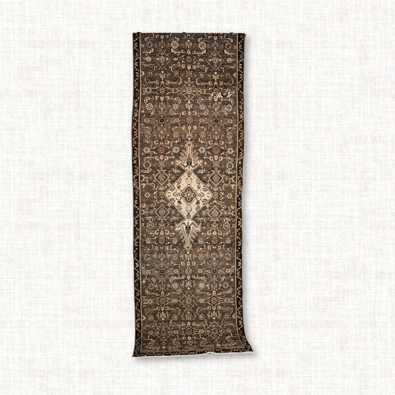 Turkish Anatolian Runner — Mocha & Ivory Medallion