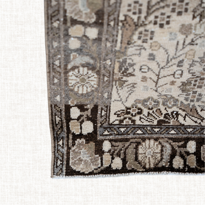 Persian Malayer Runner — Taupe & Cocoa Floral Lattice