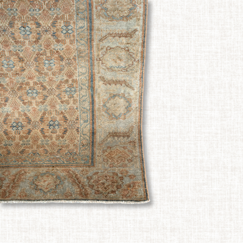 Turkish Oushak Runner — Rust & Sky Allover