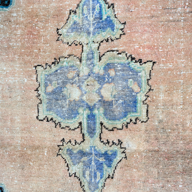 Turkish Oushak Rug — Coral & Sky Medallion