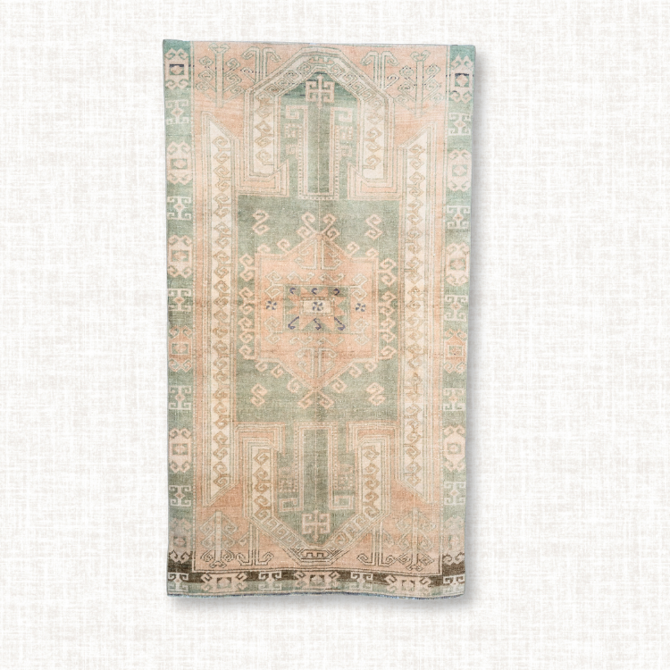 Turkish Oushak Rug — Sage & Blush Medallion