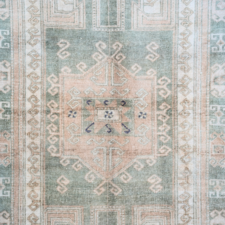 Turkish Oushak Rug — Sage & Blush Medallion