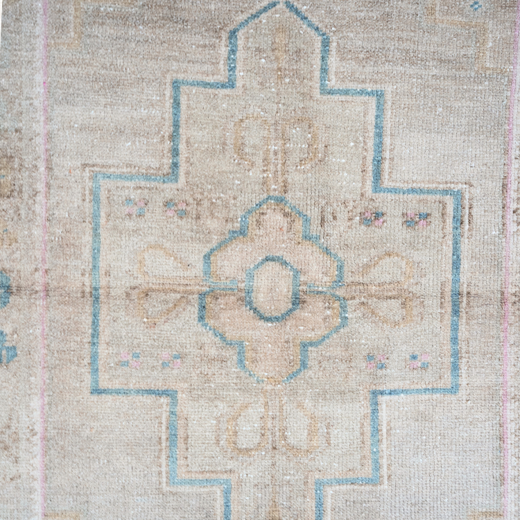 Turkish Oushak Rug — Faded Rose & Teal Frame
