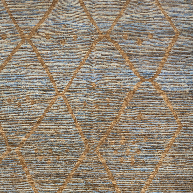 Moroccan Beni Ourain Rug — Sky & Saffron Lattice