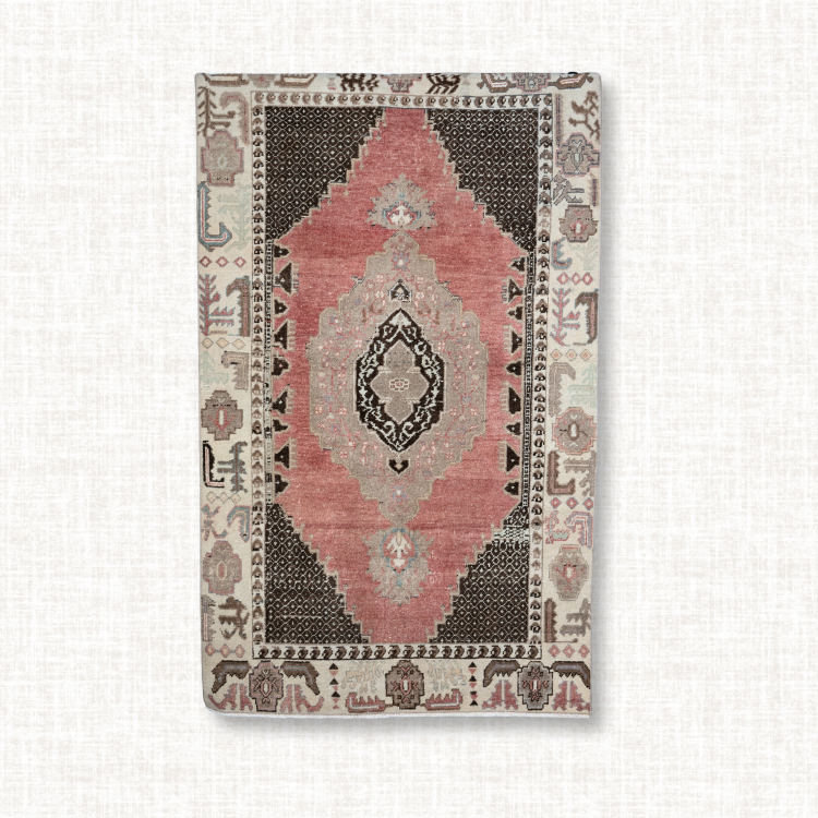 Stonewashed Medallion Rug — Coral Contrast